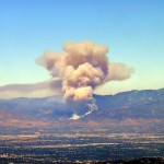 Image of a brushfire behind WHP (color enhanced)