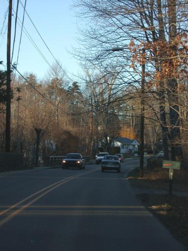 A road at dusk in Asheville