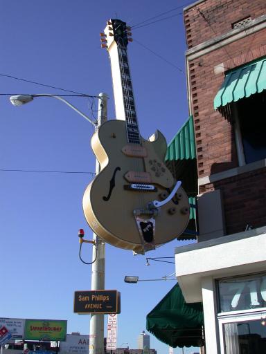 Guitar sign outside Sun Studios