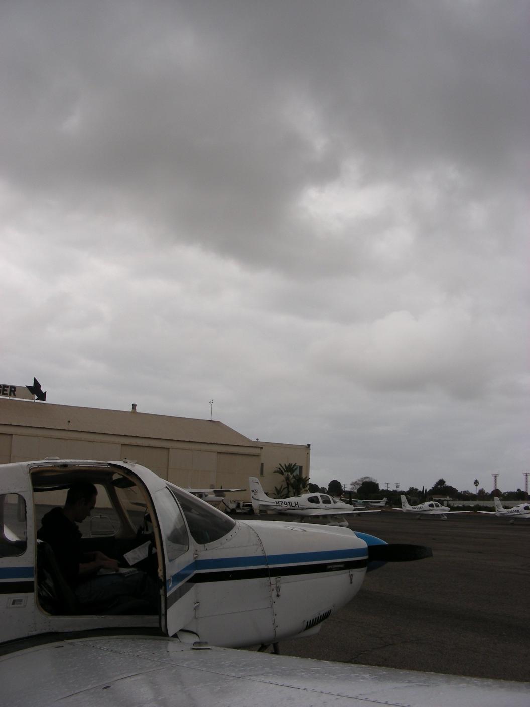 Preparing to depart SMO in the clouds