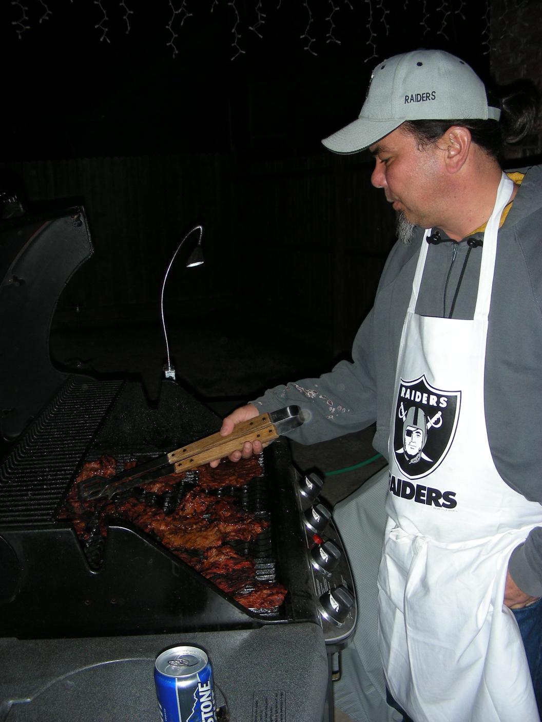 Greg grilling the carne asada