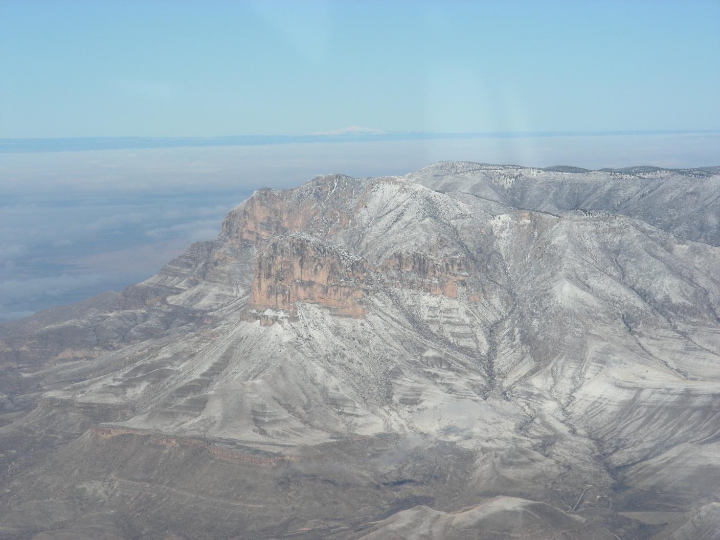 The Guadalupe Mountains in Texas, with a dusting of snow
