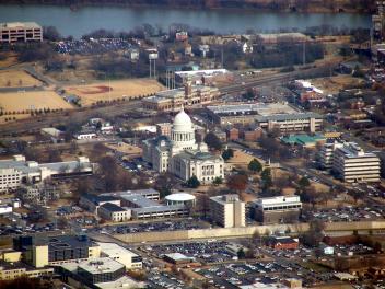 The Arkansas State Capitol from the air