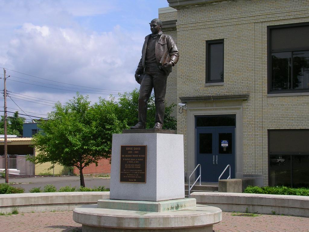 The statue of Ernie Davis outside Ernie Davis Jr. High.  (I guess it's called a Middle School now.)