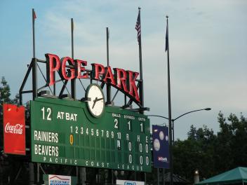 The manual scoreboard at PGE Park