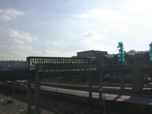 The Bridge leading to the Museum of Glass with the sun behind it